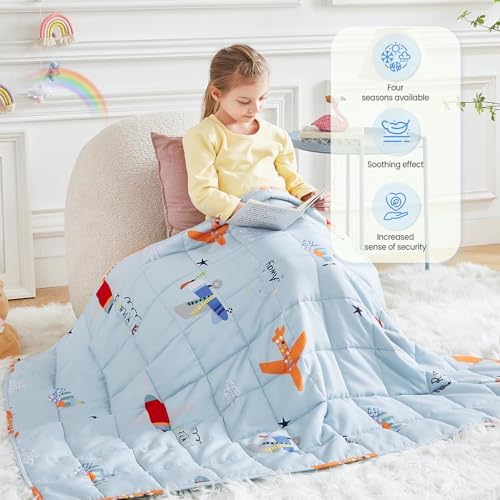 Weighted Blanket 2lbs Small Heavy Throw Blanket Gifts 36"x48" Airplane - Image 2