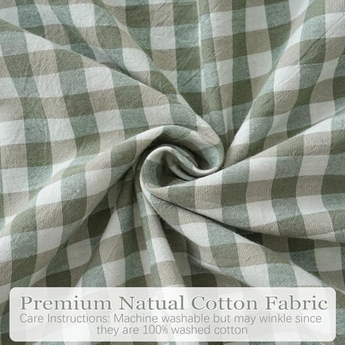2 Pack 20"x20" Sage Green/White Plaid Ruffle Throw Pillow Covers - Image 6