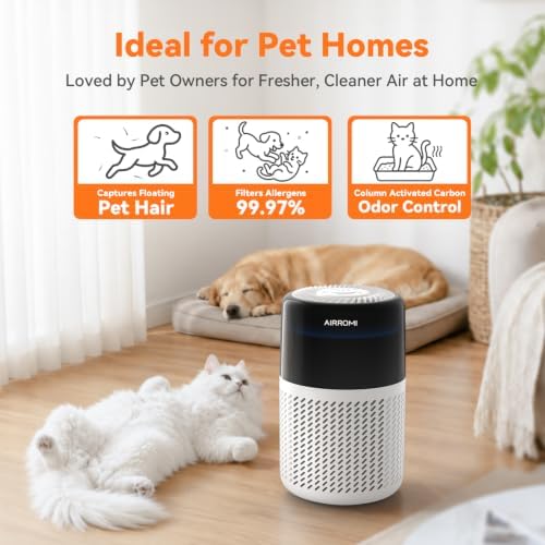 AIRROMI HEPA Air Purifier for Bedroom&Home,Pet Air Purifier for Home Pets,Removes Pet Odor,Cat Litter Smell,Dust,Smoke&Allergies,Quiet Room Air Purifier with Scents,360°Air Cleaner,A2005 White - Image 2