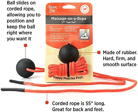 Tiger Tail Tiger Ball 1.7 Foam Roller Ball + 50”+ Corded Rope – Deep Tissue Massage Ball: Feet, Legs, Neck, Back – Trigger Point Massage Therapy – Relieve Muscle Soreness – Muscle Recovery - Image 2