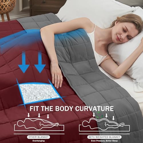 Weighted Blanket for Adults 12lbs, 48"x72", Twin Full Size Cooling Heavy Throw Blanket for 110-130lbs, Microfiber Soft Big Blankets Weighted Comforter, Red Grey - Image 2