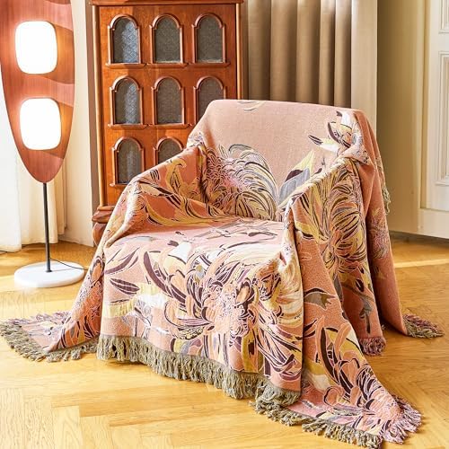 VANJOROY Boho Throw Blanket 80" x 90", 100% Organic Cotton Breathable Skin-Friendly Ultra Soft Bed Quilt Throw - Floral Rustic Decor Luxury Reversible Blanket for Sofa Couch Chair and Gift, - Image 2