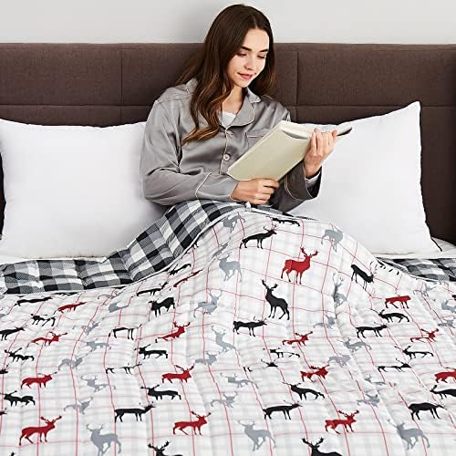 CuteKing Weighted Blanket for Adults (20lbs, 60"x80", Deer) Heavy Blanket for 180-190lbs, Weighted Blanket for Cooling & Heating with Premium Glass Beads, Thick Blanket for Adult All-Season - Image 6