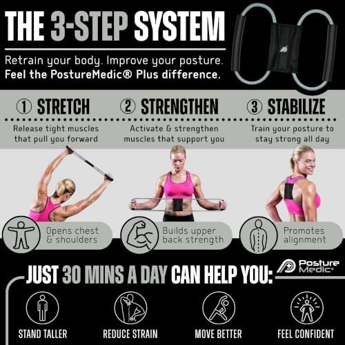 PostureMedic Plus Strength Dynamic Posture Corrector for Athletes – High Resistance Training System for Performance & Recovery – Professional Grade Posture Trainer for Men & Women - Size L (Silver) - Image 3