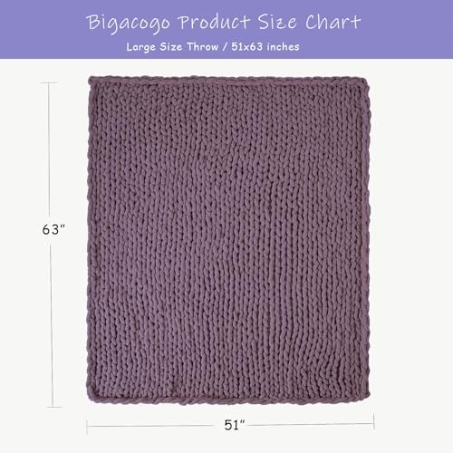 Bigacogo Chunky Knit Throw Blanket for Couch, 51x63 inches, Winter Grape - Image 2