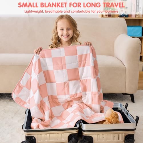 yescool Pink Checkered Weighted Blanket 5 Pounds Plaid Weighted Throw Blanket, Heavy Blanket for Sleeping, Tartan Bed Throw Blanket Gifts for 40-60lbs, 36"x48" - Image 6