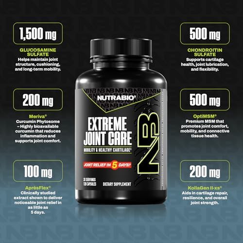 NutraBio Extreme Joint Care - Joint Support Supplement - Joint Health Supplement, Supports Joints, Mobility, and Cartilage - 120 Capsules - Image 2