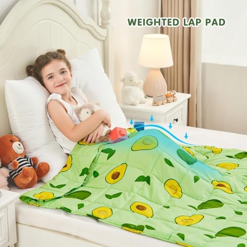 yescool Weighted Blanket 7 Pounds Cooling Weighted Lap Blanket, Green Avocados Heavy Blankets for Sleeping, Breathable Weighted Throw Blanket Gifts for 60-80lbs, 40"x60" - Image 2
