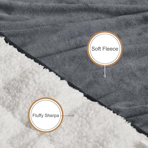 Weighted Blanket 15 Pounds for Adults, Fuzzy Soft Sherpa Fleece Heavy Blankets Queen Size for Bed, 60x80 Inch, Charcoal Gray, Dual Sided Comfort - Image 4