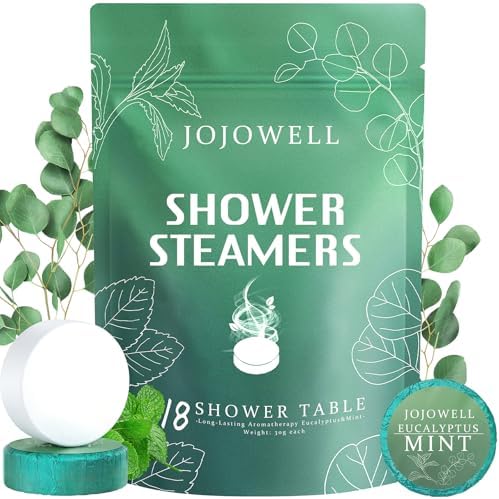 Shower Steamers Aromatherapy 18 Pack - Eucalyptus for Shower, Birthday Gifts for Women Men, Shower Bombs with Essentials Oil for Nasal Relief Stress Relief, Self Care Spa Gifts, Eucalyptus & Mint by JOJOWELL