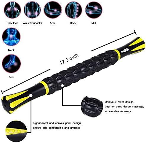Idson Muscle Roller Stick for Athletes- Body Massage Sticks Tools-Muscle Roller Massager for Relief Muscle Soreness,Cramping and Tightness,Help Legs and Back Recovery,Black Yellow - Image 2