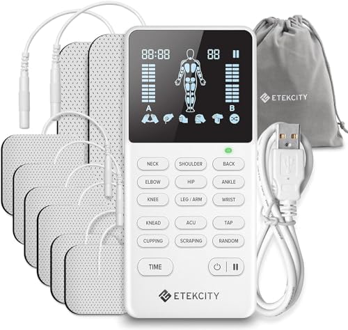 Etekcity 4-Channel Rechargeable TENS Unit, Muscle Stimulator, FSA by Etekcity
