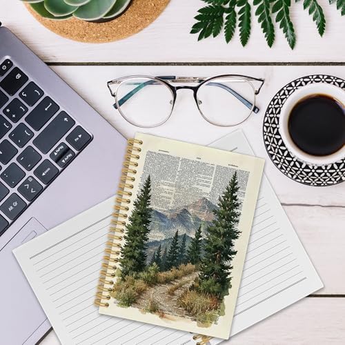 XPH Vintage Nature Landscape Spiral Notebook, Mountain Forest Journaling Notebooks for Women, Mountain Gifts Hardcover Journals for Writing 160 Pages 5.5 x 8.3 Inch, Nature Lover Gifts - Image 6