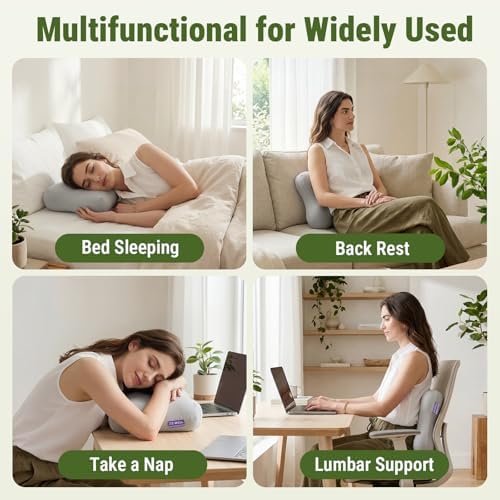 ZZ-WELL Neck Pillow for Sleeping - Memory Foam Pillows with Portable Storage Bag, Cooling Pillowcase - Soft Sleeping Pillow for Side Back Sleepers on Bed, Camping, Travel Size (Grey) - Image 5