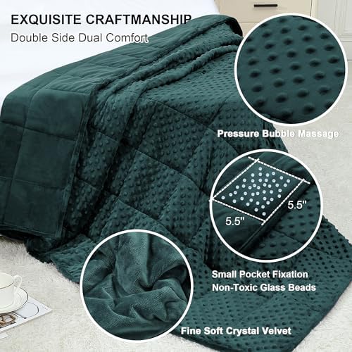 Alomidds Weighted Blanket for Adults 15lbs Queen 60"x80" Minky Green - Image 2