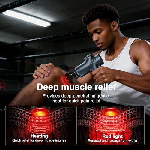 LEERCON Massage Gun with Heat, Deep Tissue Back Massage Gun for Pain Relief - Image 4