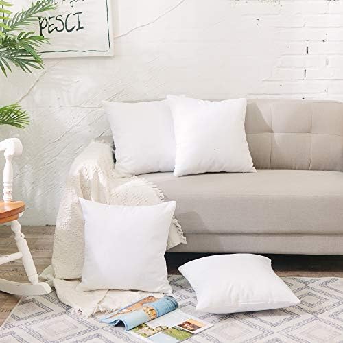 2 Piece White Pillow Case Square Decorative Throw Cushion Cover Pillowcase with Smooth Hidden Zipper for Sofa Bed Car 20" x 20" 50 x 50 cm - Image 7