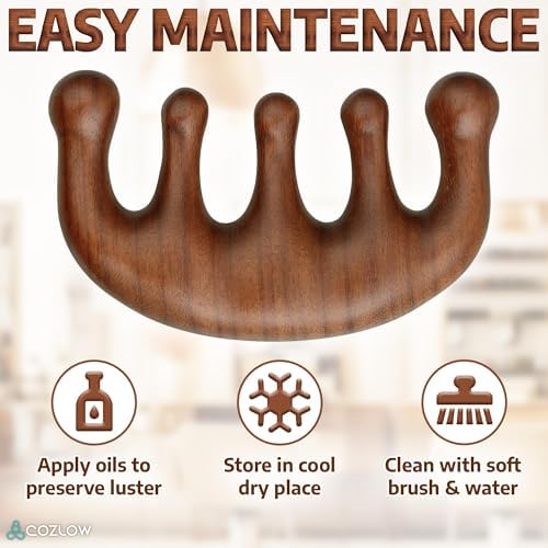 Cozlow Head Scalp Comb - Premium Wooden Massage Comb for Neck & Shoulder - Natural Sandalwood Massager for Soft & Smooth Hair - Wood Therapy Massage Tool for Stress Relief & Muscle Relaxation - Image 5