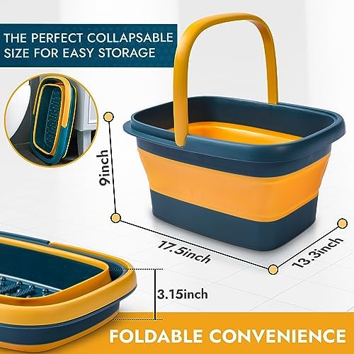AllSett Health Collapsible Foot Bath – Advance Soaking Tub with Portable Design and Handle – Foldable Pedicure Foot Spa Bowl – Compact and Lightweight Soak with Acupressure Points, Blue and Orange - Image 2