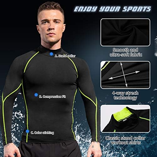 SPVISE Men's Compression Shirts Long Sleeve Mock Turtleneck Workout Tops - Image 6