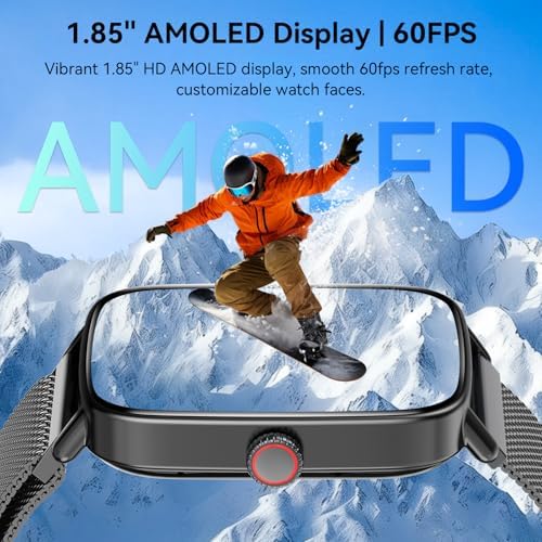 Tensky Smart Watch for Women Men, 1.85" HD AMOLED Fitness Tracker (Answer/Call) with 24/7 Heart Rate/Sleep/SpO2 Monitor for iPhone & Android, 120+ Sports Modes Smartwatch with IP68 Waterproof - Image 6
