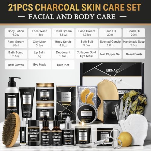 Gifts for Men, 21PCS Skin Care Set for Men, Charcoal Spa Gift Basket - Image 2