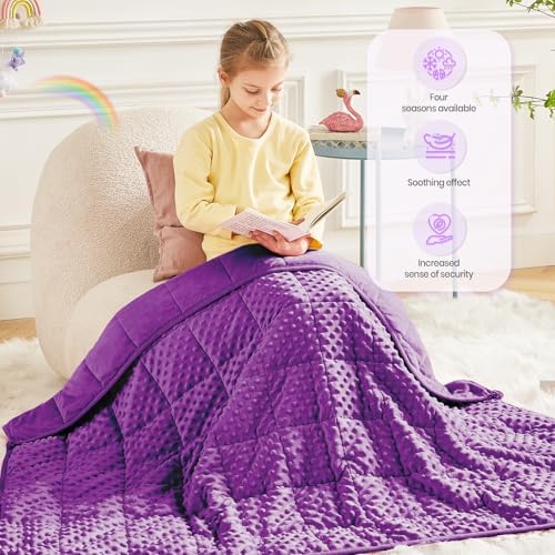 Weighted Blanket - 2 lbs Purple Minky Heavy Blanket, 19"x21", Small Size Breathable Lap Blanket - Image 3