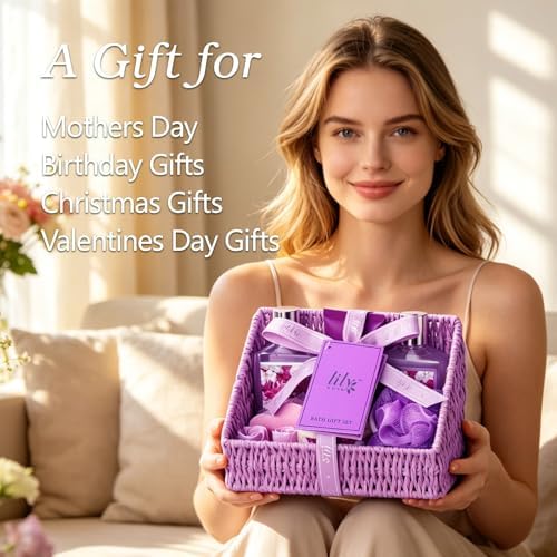 9Pcs Spa Gifts, Birthday Gifts, Lavender Lilac Spa Gift Baskets for Women - Image 2