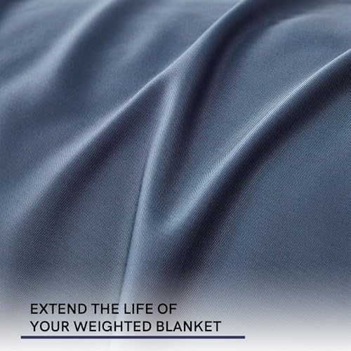 YnM Exclusive Cooling Duvet Cover for Weighted Blankets with 16 Strings (Blue Grey, 48"x 72") - Image 4