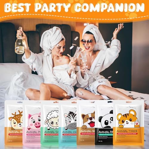 7 Packs Cute Animal Character Design Facial Masks, Deep Hydrating Spa Masks for All Skin Types, Gift for Kids' Birthday Party, Girl's Night, Enjoy Skincare Life - Image 6