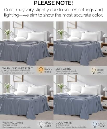 Oversized Twin Flat Sheets Only 2 Pack Set Wrinkle Free 66x96 Slate Blue - Image 5