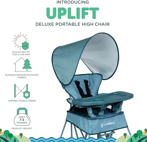 Baby Delight Go with Me Uplift Deluxe Portable High Chair, Blue Wave - Image 2