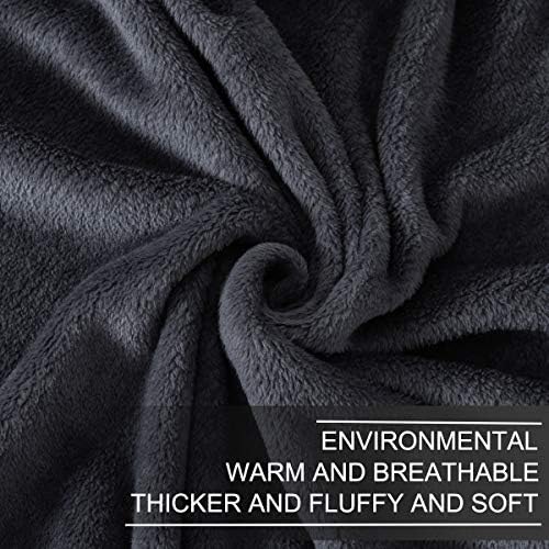 Richave Fleece Blanket Twin/Twin XL Lightweight Extra Long Throw for The Bed Warm Sofa Blanket 66" x 90"(Dark Grey Twin) - Image 4