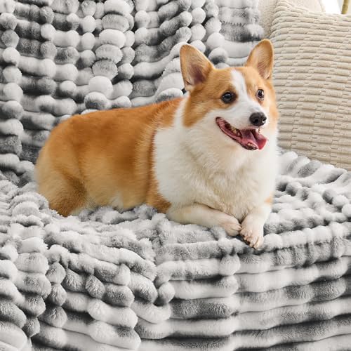 BEDELITE Ribbed Fleece Throw Blanket for Couch, Black&White, 50"x60" - Image 5