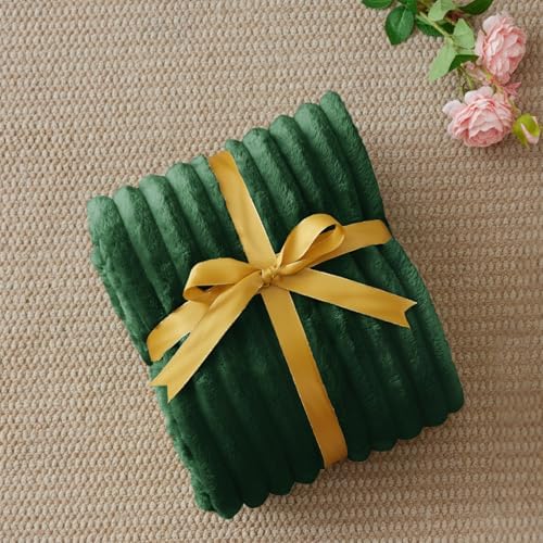 BEDELITE Ribbed Forest Green Throw Blanket for Couch, 50"x60" - Image 2
