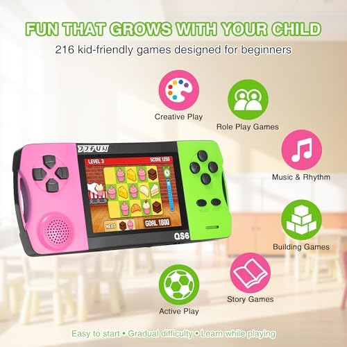 JJFUN Portable Retro Handheld Game Console, 138 Classic Games and 3.2'' IPS Screen , Rechargeable Portable Toy for Home/Car/Travel, Perfect Birthday/Christmas for Kids Ages 3-12 - Image 3