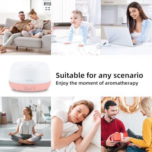 SEEDSEEL 300ML Essential Oil Diffuser with Remote Control, Aromatherapy Diffuser with 7-Color Changing LED Light for Home,Bedroom, Office - Image 5