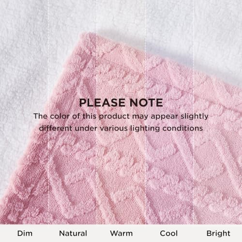 Bedsure Sherpa Fleece Blanket, Cable Jacquard Tufted, Warm, Pink, Throw - Image 7