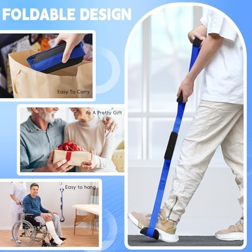 42 Inch Long Leg Lifter, Rigid Leg Lifter Strap With EVA Handgrips &Foot Loop, Leg Lifter After Hip Replacement&Knee Surgery Recovery Aids Kit,Leg Lifters Getting Legs In And Out Of Bed,Car,Wheelchair - Image 3