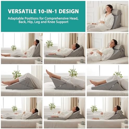 Bedluxe Wedge Pillow Set for After Surgery, Orthopedic Bed Wedge, Grey - Image 2