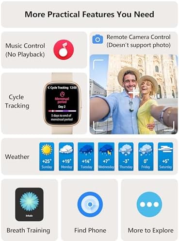 Smart Watch 2026 Upgrade for Women Men Android & iPhone [2 Bands, 44mm case, 1.83''], Alexa Built-in, Make/Answer Call, HR SpO2 Sleep Stress Monitor Fitness Tracker, IP68 Waterproof Step Counter Watch - Image 6