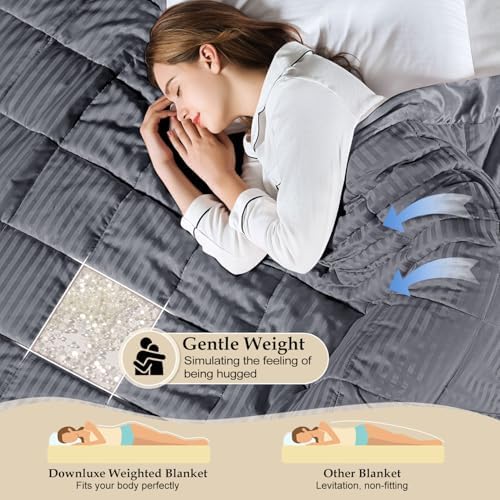 downluxe Weighted Blanket King Size, 18 lb Weighted Blanket with Glass Beads for All Season, Machine Washable Heavy Blanket (Grey, 108 X 90 Inch) - Image 3