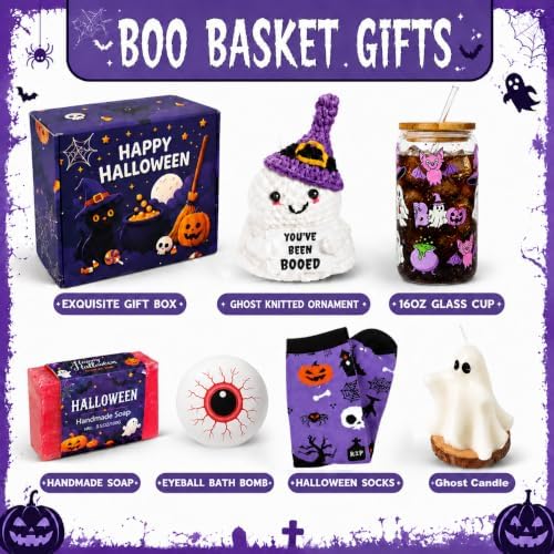 Halloween Gifts for Women Boo Basket with Ghost Cup Self Care Gift Box - Image 3