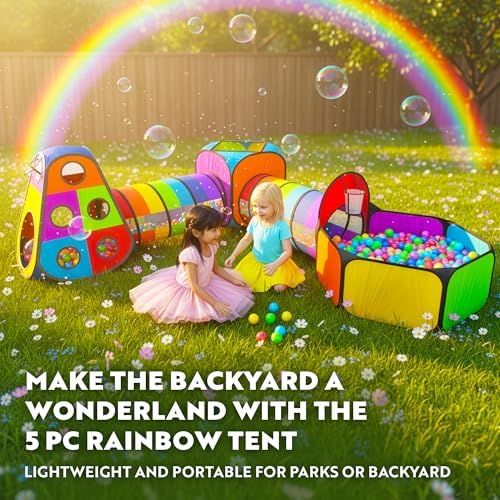 Playz 5pc Pop Up Play Tent and Crawl Through Tunnels for Kids w/Carry Bag - Image 2