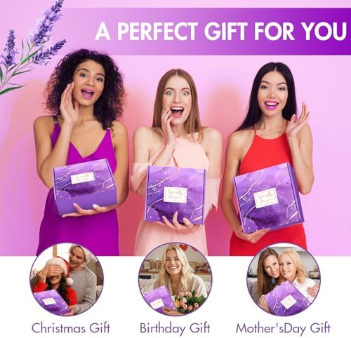 12 Piece Spa Gifts Set for Women, Self Care Gift Basket for Mom Wife Her, Relaxing Gifts with Eye Mask, Water Bottle, Bath Bombs, Aromatherapy for Valentines Day, Birthday, Christmas (Lavender) - Image 6