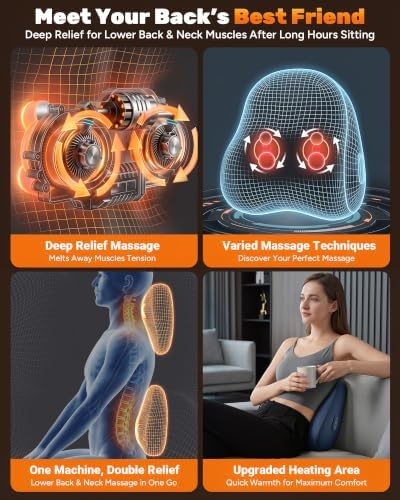 JZBRAIN Electric Back Massager, Deep Tissue Kneading Heat for Pain Relief - Image 5
