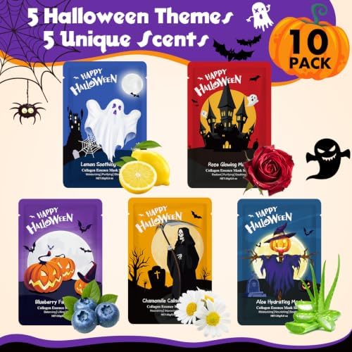 KONEUK 10 Pack Halloween Face Mask Skincare, Sheet Face Masks for Women - Image 2