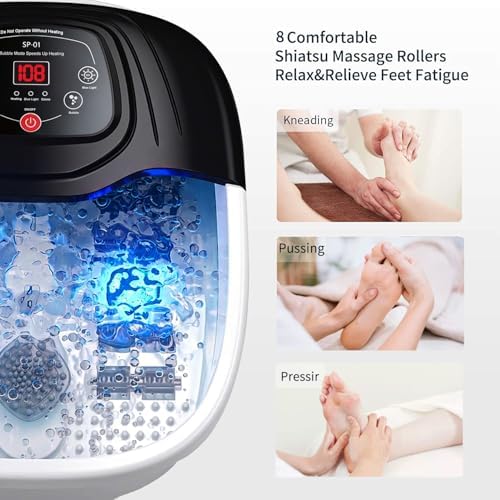 Foot Spa Bath Massager with Heat, Foot Soaking Tub,Ozone & UV, Epsom Salt,Bubbles, Vibration and Blue Light, Tub for Stress Relief,Foot Soaker, Birthday Gifts for Mom Dad Women Men Her Him - Image 4