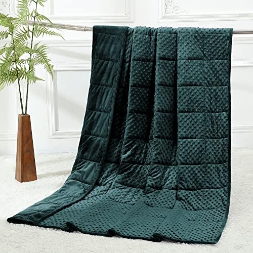 Alomidds Weighted Blanket, Luxury Velvet Heavy Blankets for Adults and Kids,Warm and Breathable Soft and Comfort Minky, Gravity Blanket with Glass Beads (48"x72",12lbs Twin Size - Green) by Alomidds