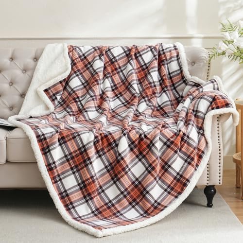 Gracelife Sherpa Fleece Throw Blanket for Couch, Fluffy Plush Warm Fuzzy Blanket for Women and Men, Cozy Thick Soft Twin Blanket for Bed (Orange-2, 60"*80") - Image 4